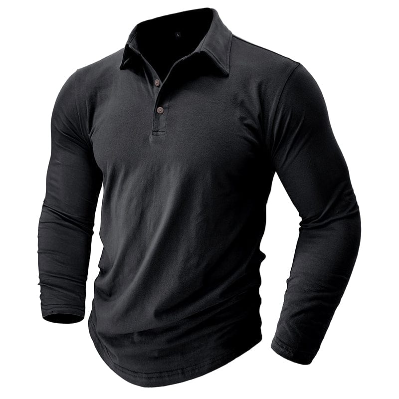 Fitted Long Sleeve Polo For Muscular Build