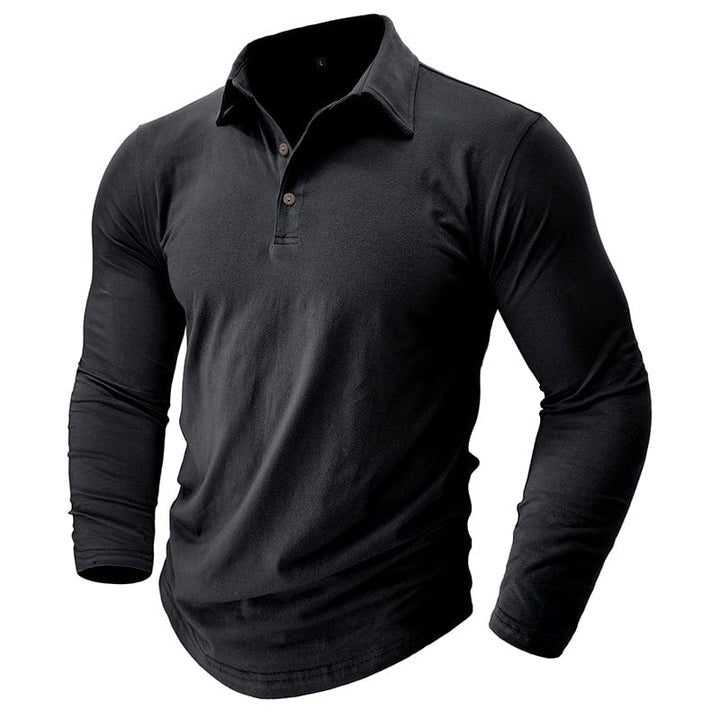 Fitted Long Sleeve Polo For Muscular Build