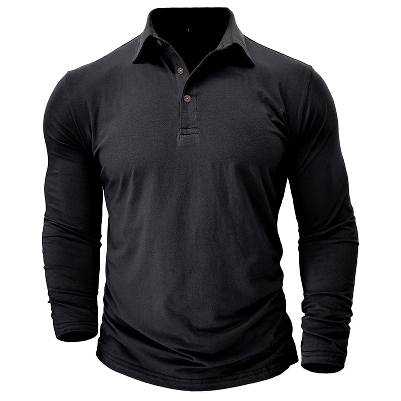 Fitted Long Sleeve Polo For Muscular Build