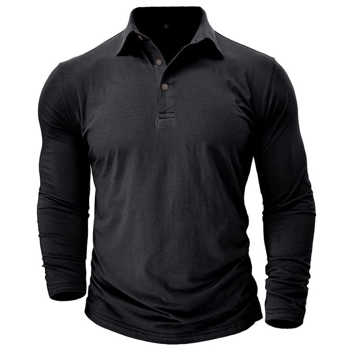 Fitted Long Sleeve Polo For Muscular Build