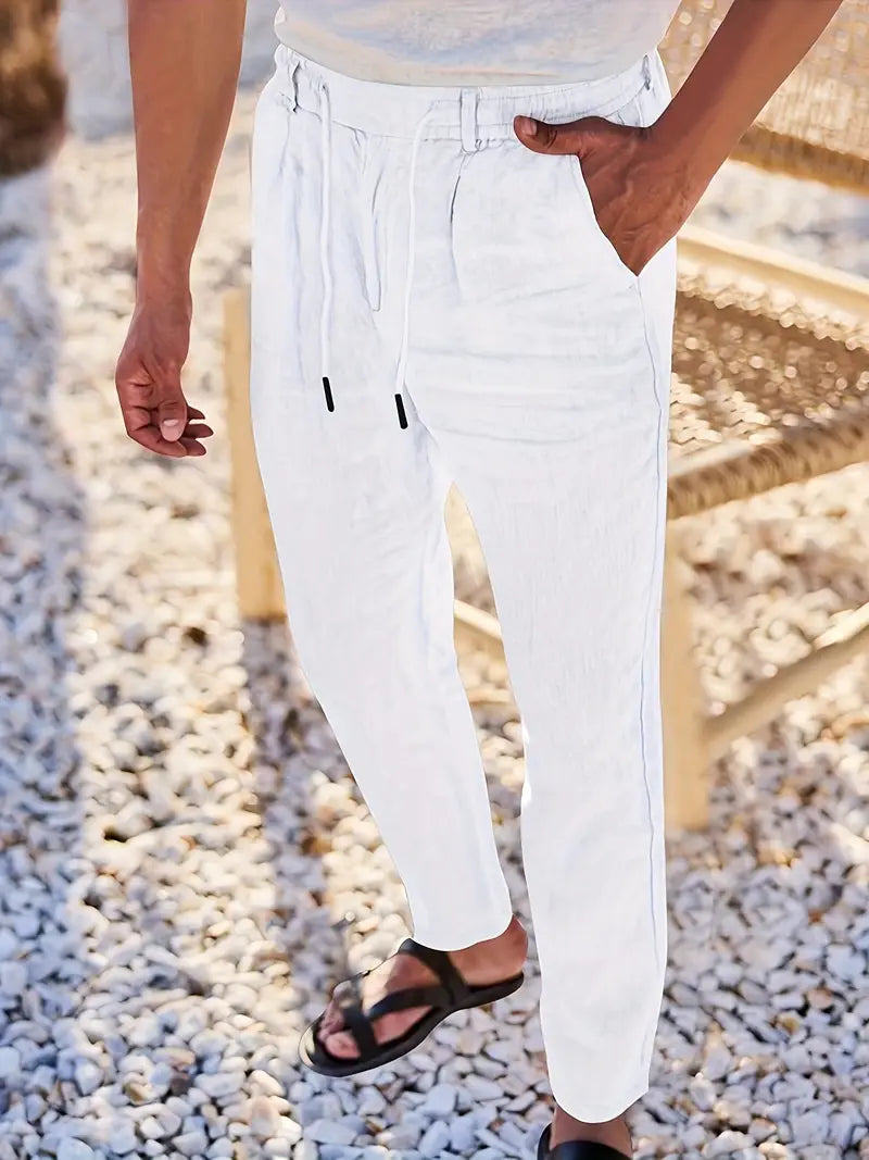 NICHOLS | WIDE LINEN TROUSERS WITH CORD
