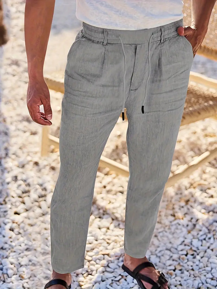 NICHOLS | WIDE LINEN TROUSERS WITH CORD
