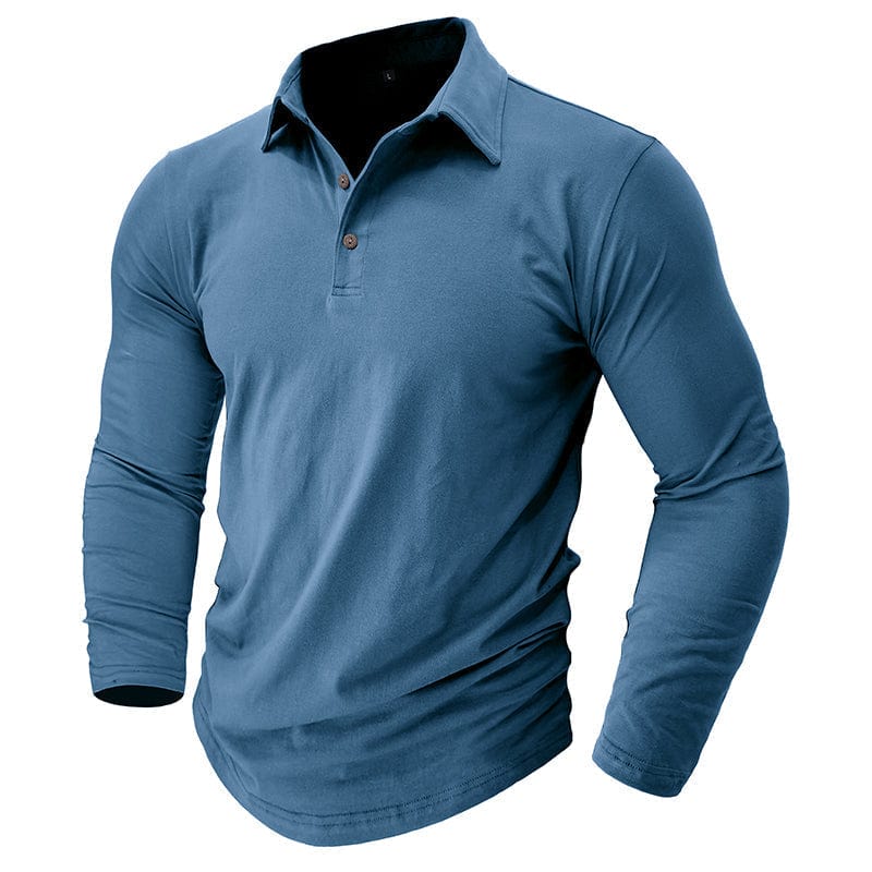 Fitted Long Sleeve Polo For Muscular Build