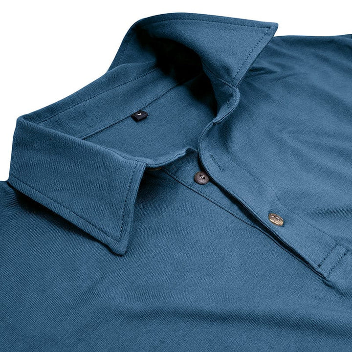 Fitted Long Sleeve Polo For Muscular Build