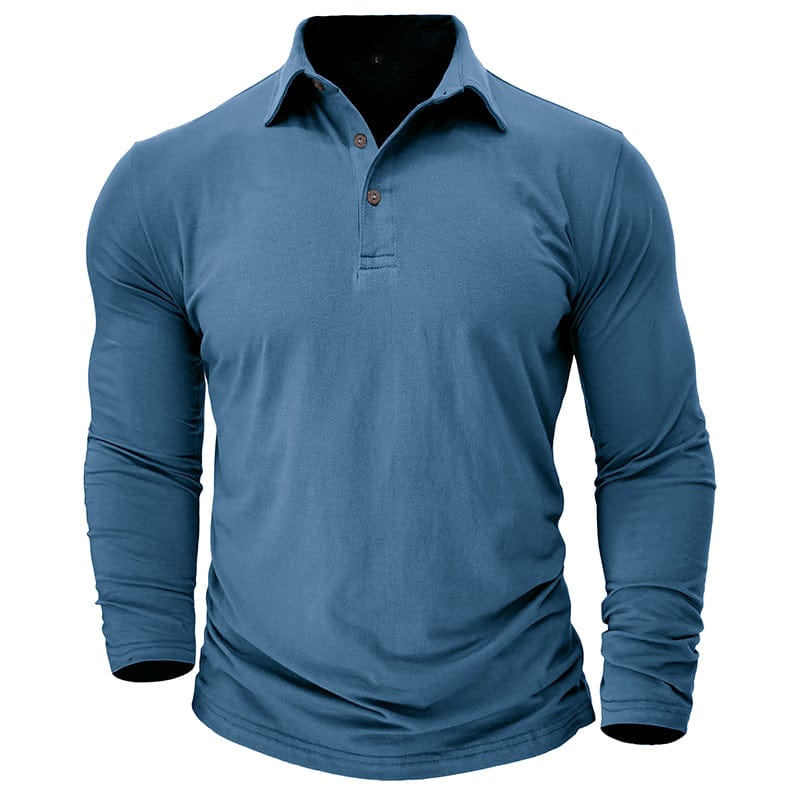 Fitted Long Sleeve Polo For Muscular Build