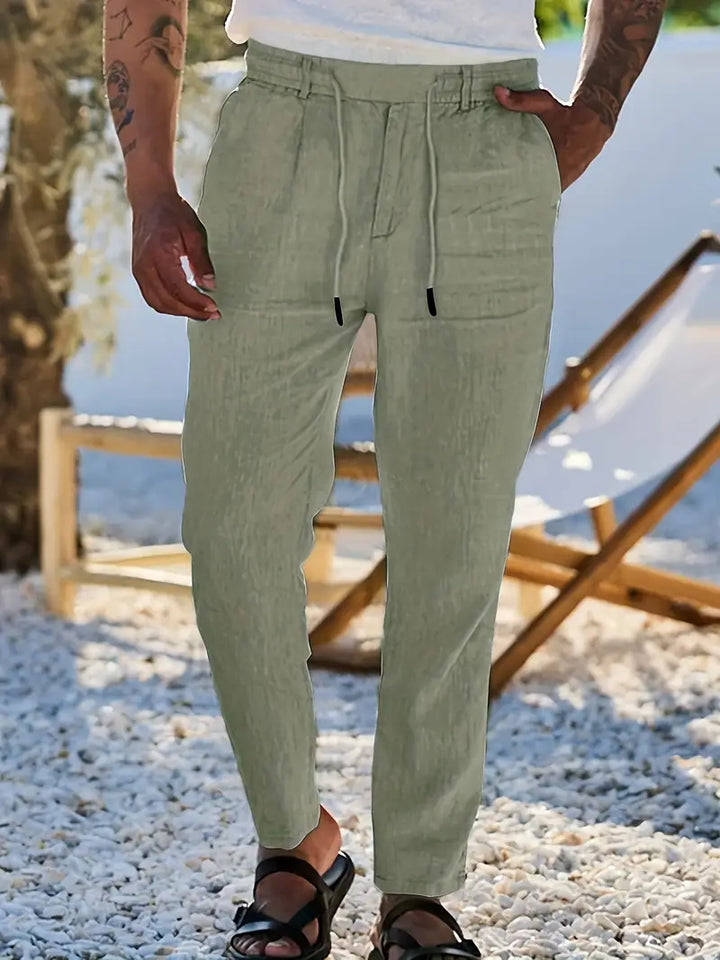 NICHOLS | WIDE LINEN TROUSERS WITH CORD