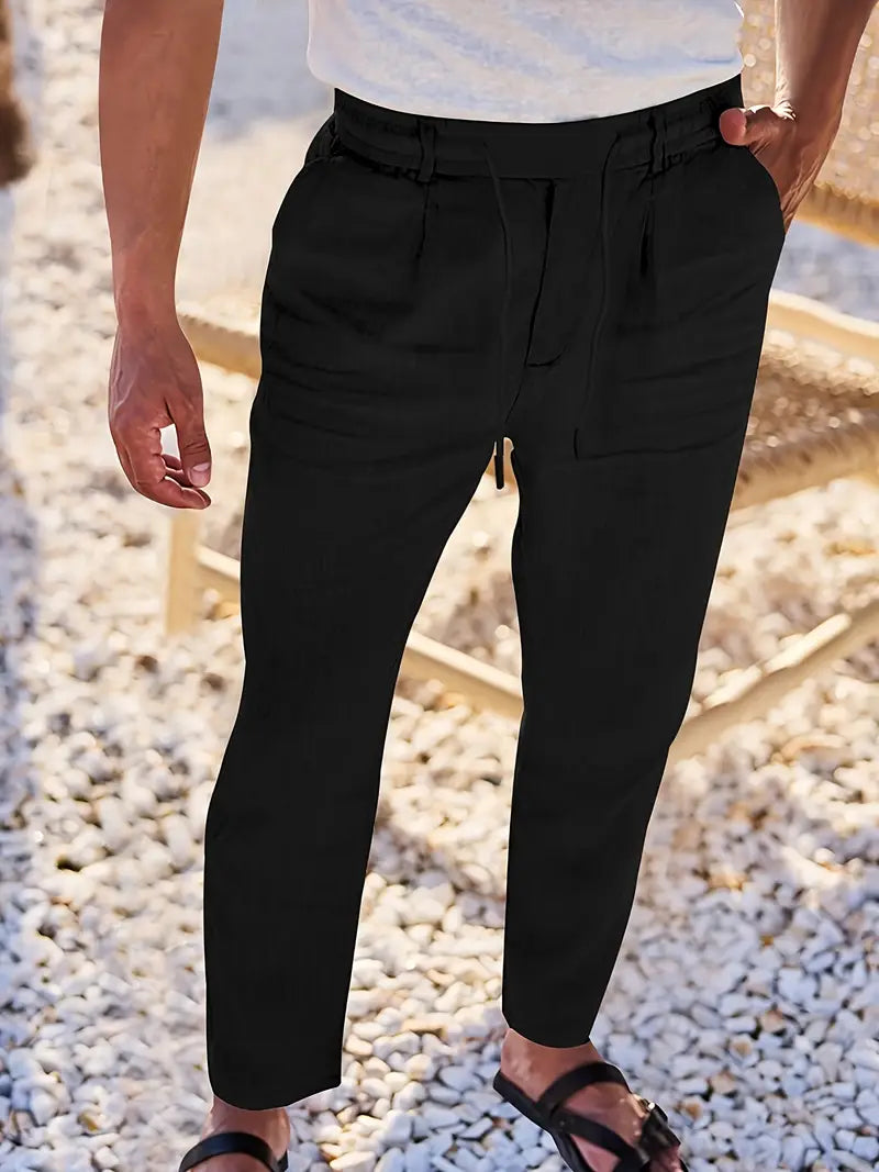 NICHOLS | WIDE LINEN TROUSERS WITH CORD
