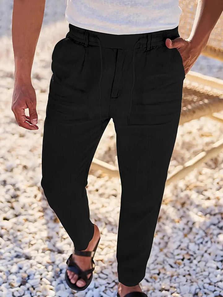 NICHOLS | WIDE LINEN TROUSERS WITH CORD