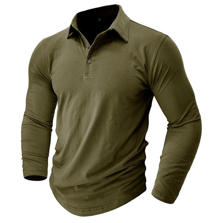 Fitted Long Sleeve Polo For Muscular Build
