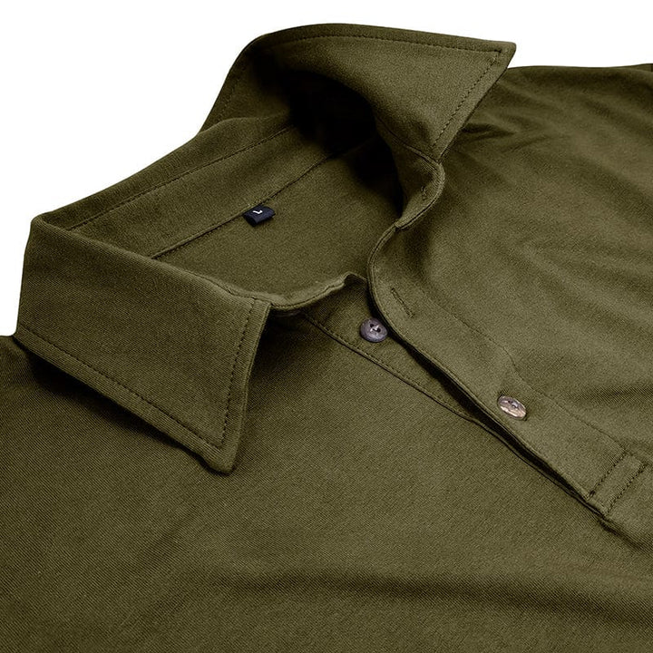Fitted Long Sleeve Polo For Muscular Build