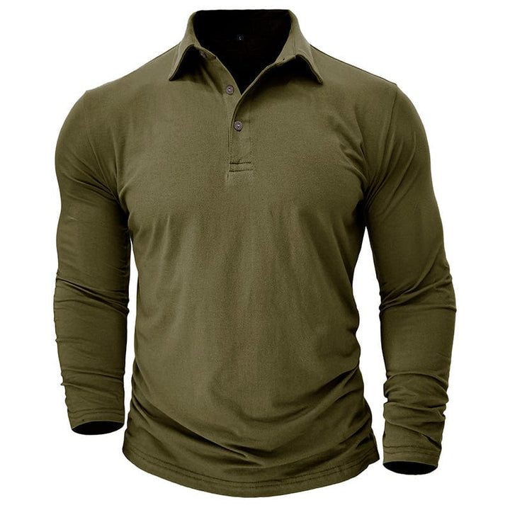 Fitted Long Sleeve Polo For Muscular Build