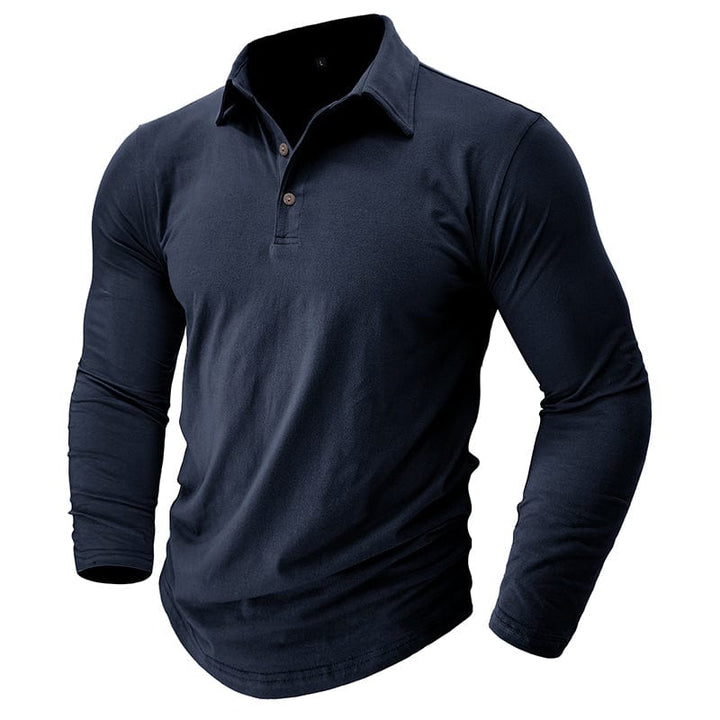 Fitted Long Sleeve Polo For Muscular Build