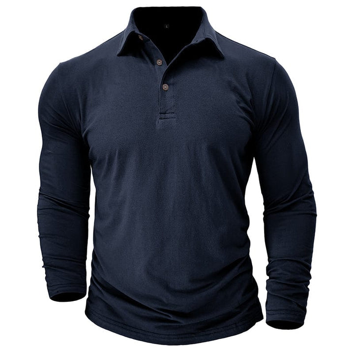 Fitted Long Sleeve Polo For Muscular Build