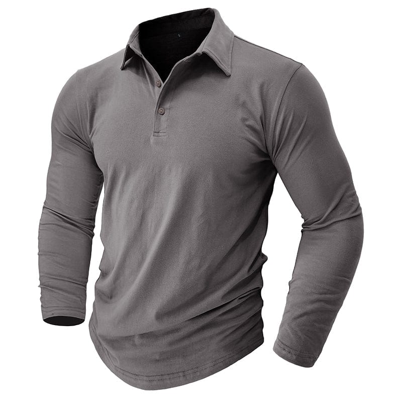 Fitted Long Sleeve Polo For Muscular Build