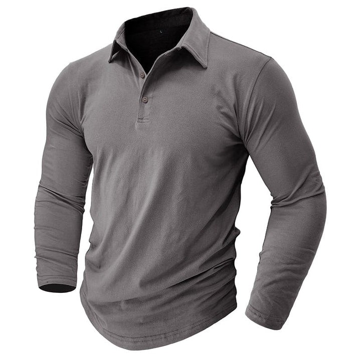 Fitted Long Sleeve Polo For Muscular Build