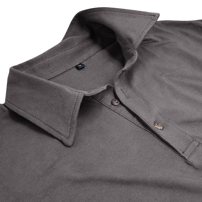 Fitted Long Sleeve Polo For Muscular Build