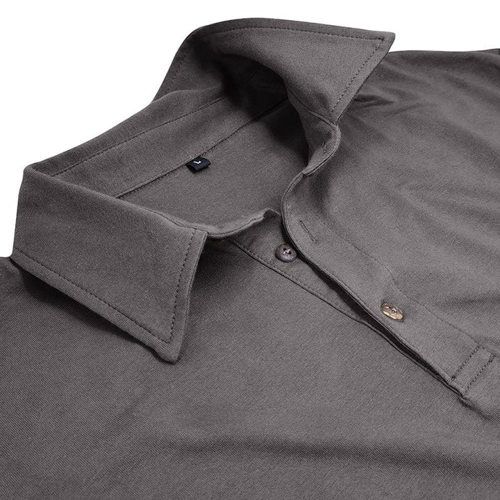 Fitted Long Sleeve Polo For Muscular Build