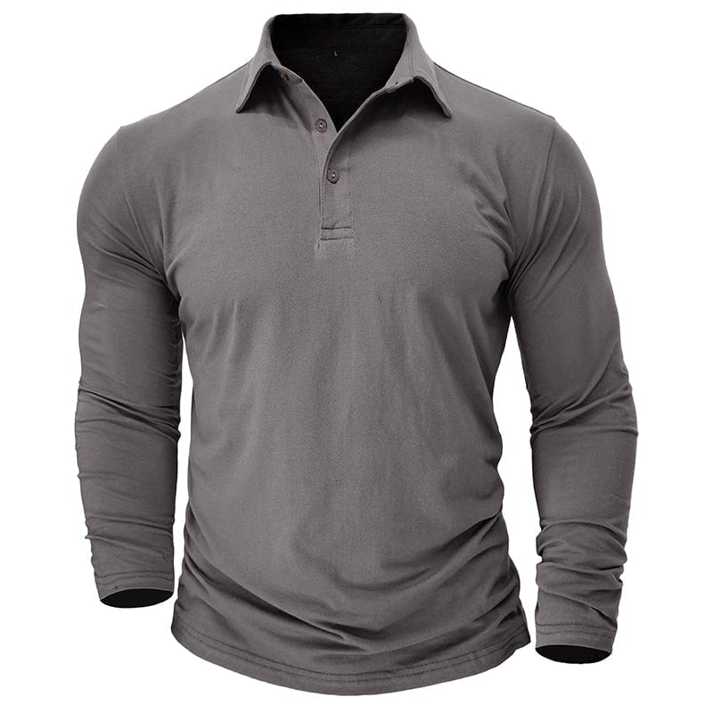 Fitted Long Sleeve Polo For Muscular Build