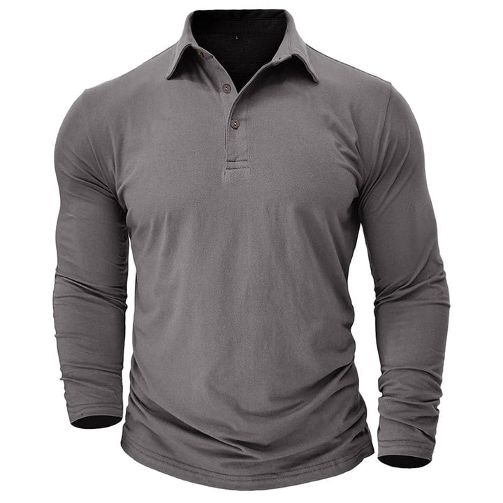 Fitted Long Sleeve Polo For Muscular Build