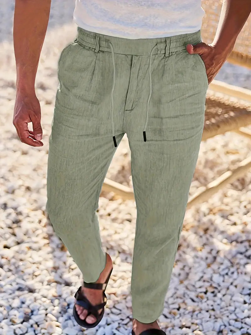 NICHOLS | WIDE LINEN TROUSERS WITH CORD