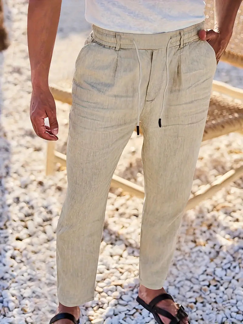 NICHOLS | WIDE LINEN TROUSERS WITH CORD