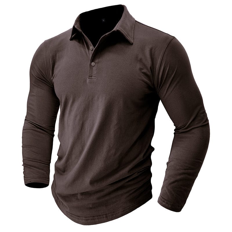 Fitted Long Sleeve Polo For Muscular Build