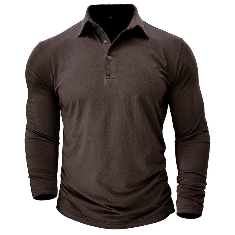 Fitted Long Sleeve Polo For Muscular Build