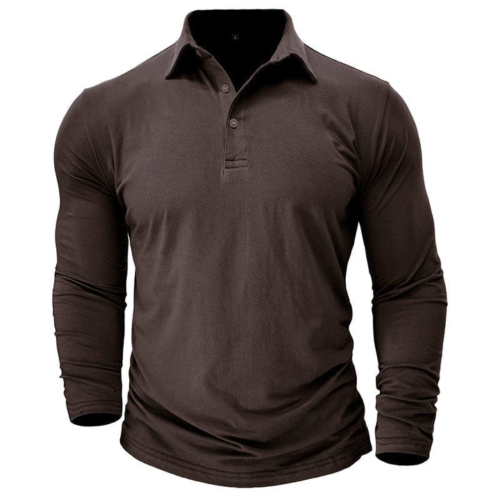 Fitted Long Sleeve Polo For Muscular Build