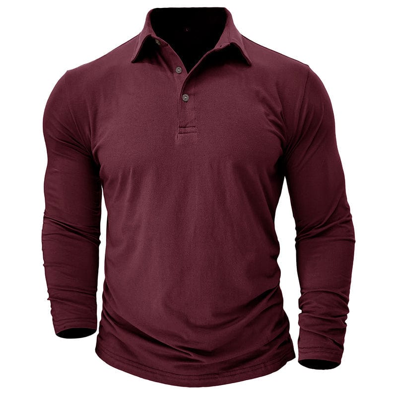 Fitted Long Sleeve Polo For Muscular Build