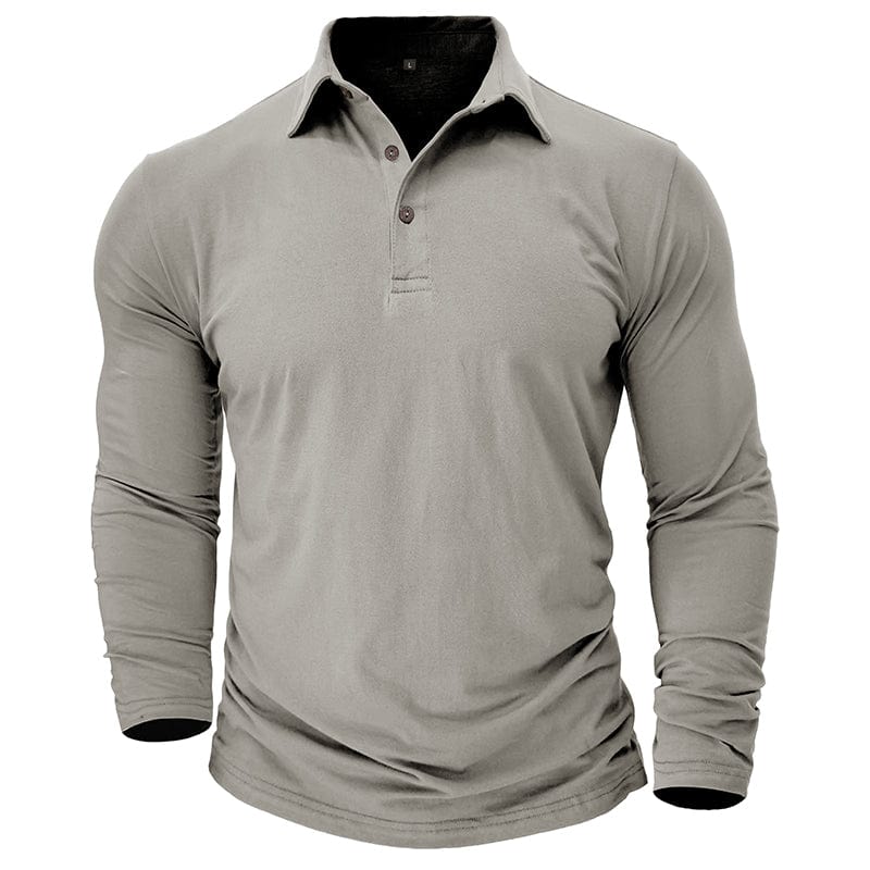 Fitted Long Sleeve Polo For Muscular Build