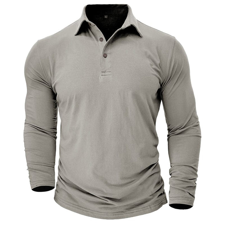 Fitted Long Sleeve Polo For Muscular Build
