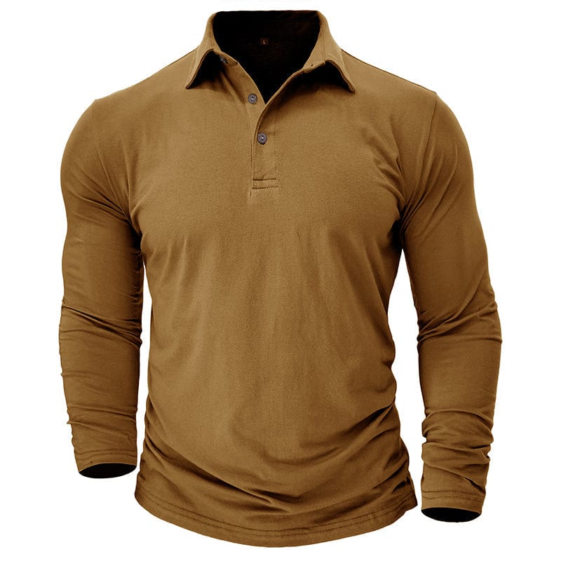 Fitted Long Sleeve Polo For Muscular Build