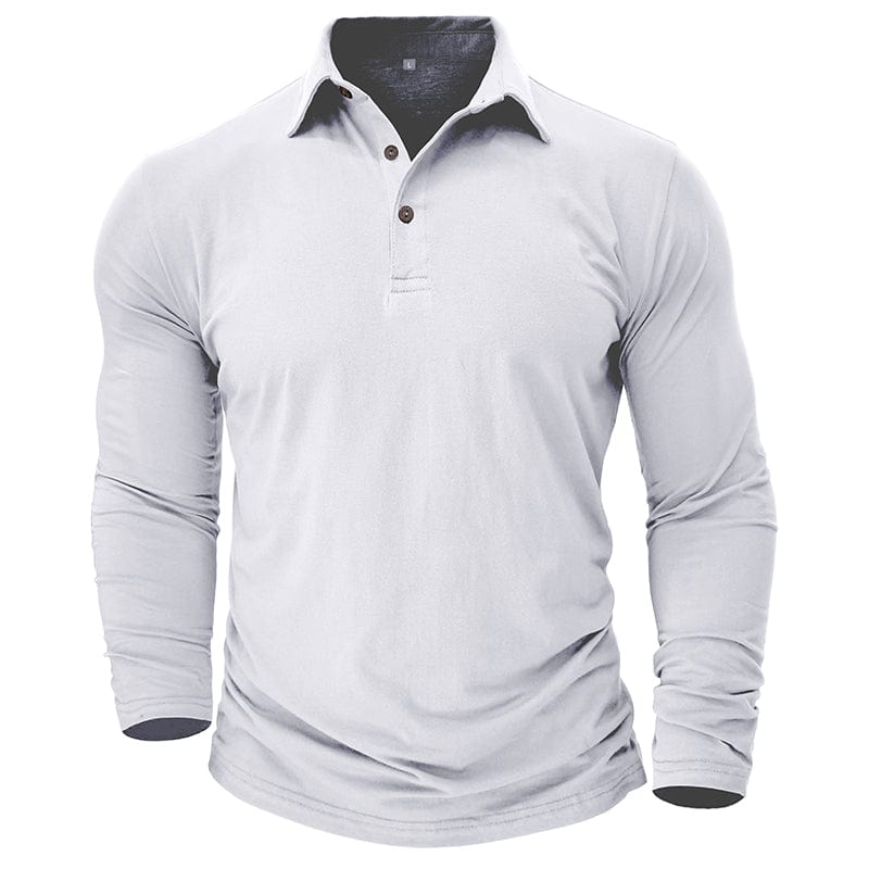 Fitted Long Sleeve Polo For Muscular Build