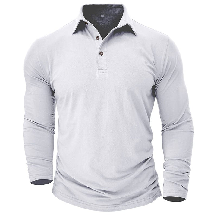 Fitted Long Sleeve Polo For Muscular Build