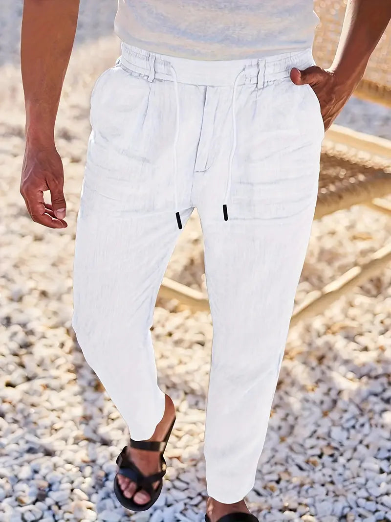 NICHOLS | WIDE LINEN TROUSERS WITH CORD