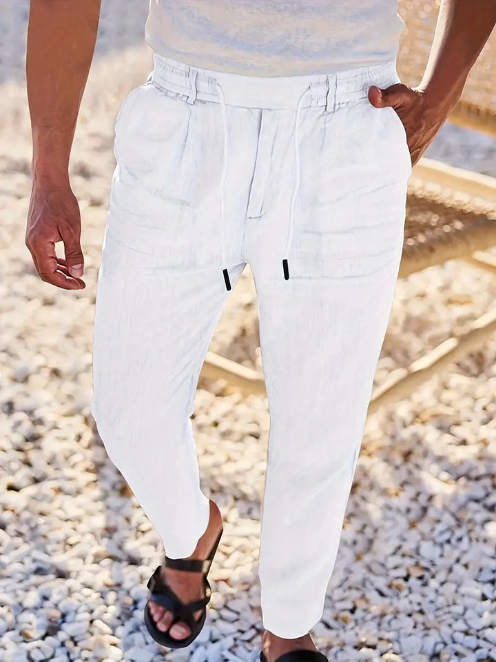 NICHOLS | WIDE LINEN TROUSERS WITH CORD