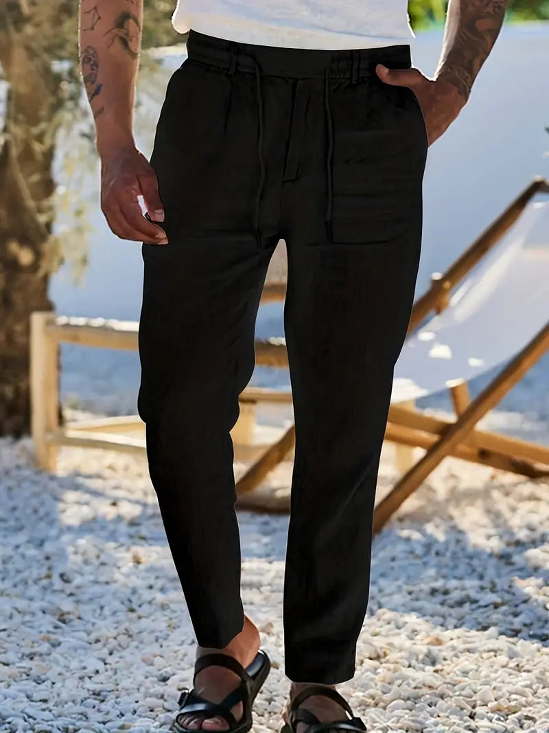 NICHOLS | WIDE LINEN TROUSERS WITH CORD