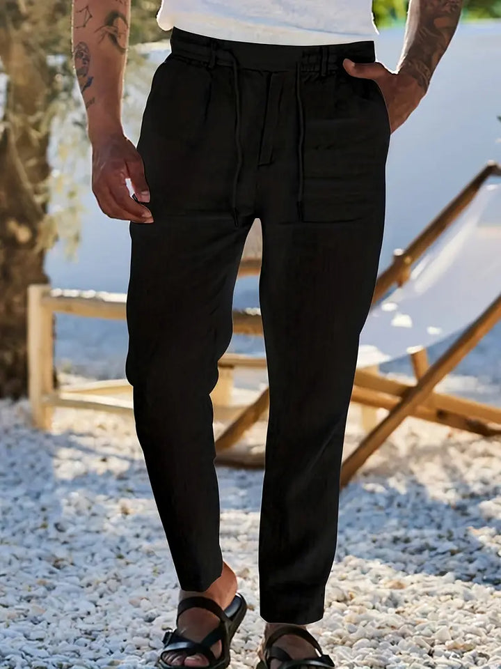 NICHOLS | WIDE LINEN TROUSERS WITH CORD