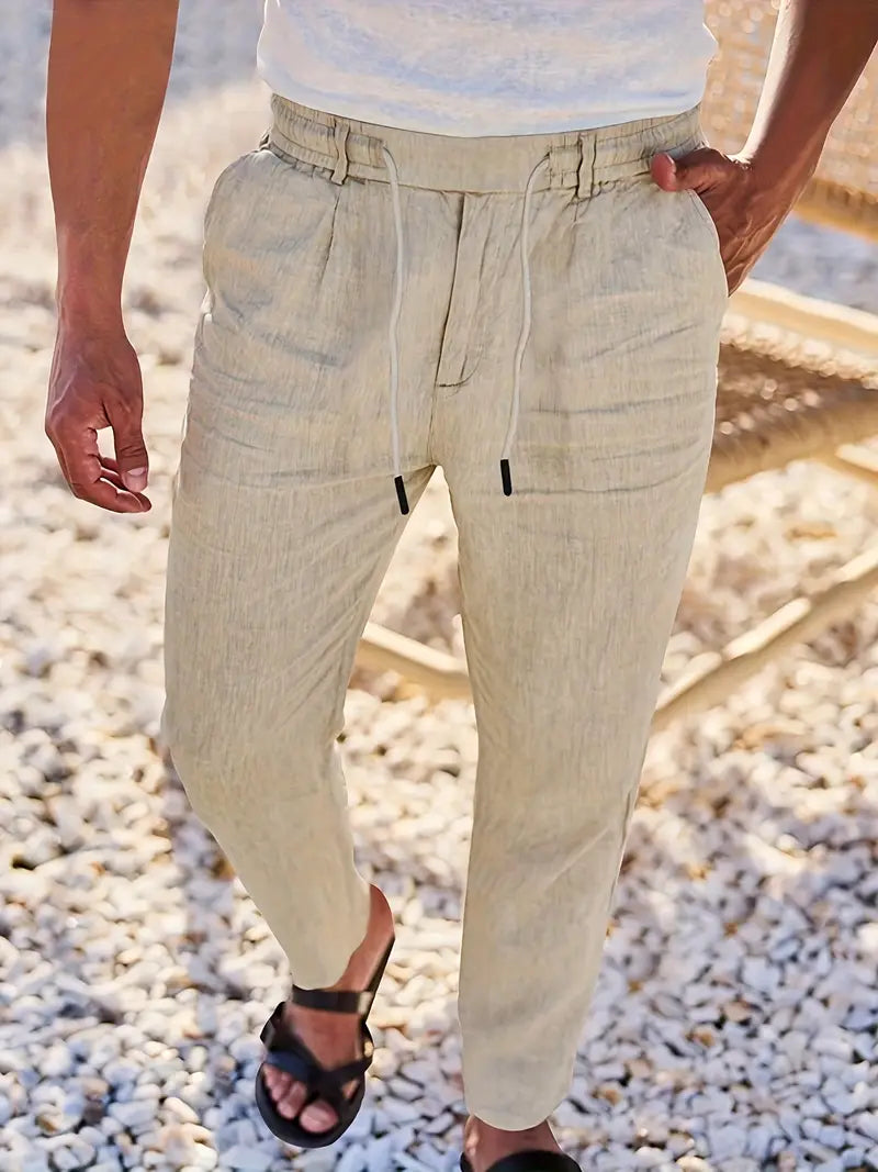 NICHOLS | WIDE LINEN TROUSERS WITH CORD