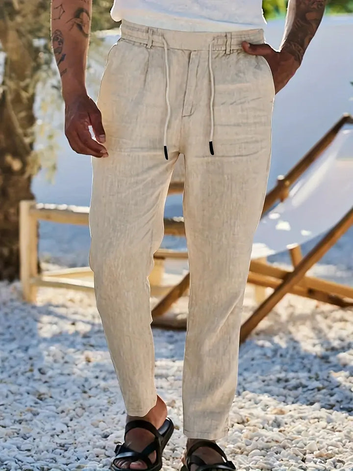 NICHOLS | WIDE LINEN TROUSERS WITH CORD