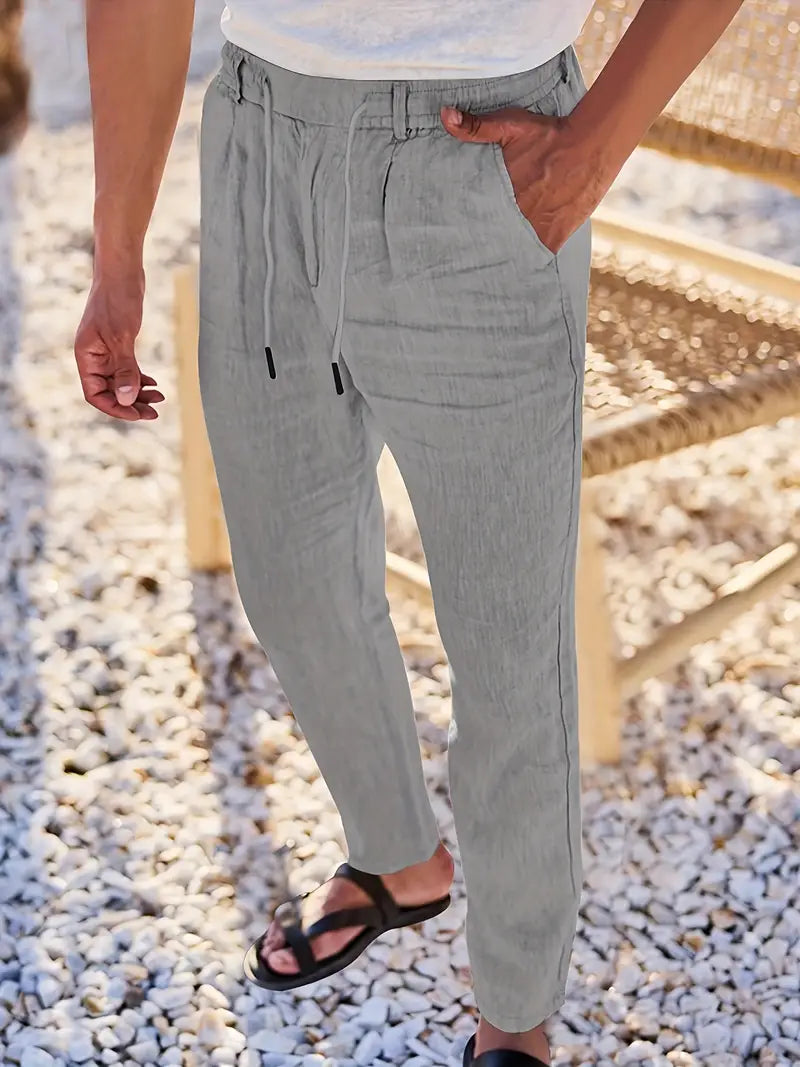 NICHOLS | WIDE LINEN TROUSERS WITH CORD