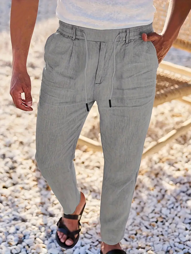 NICHOLS | WIDE LINEN TROUSERS WITH CORD