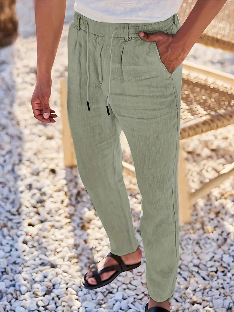 NICHOLS | WIDE LINEN TROUSERS WITH CORD
