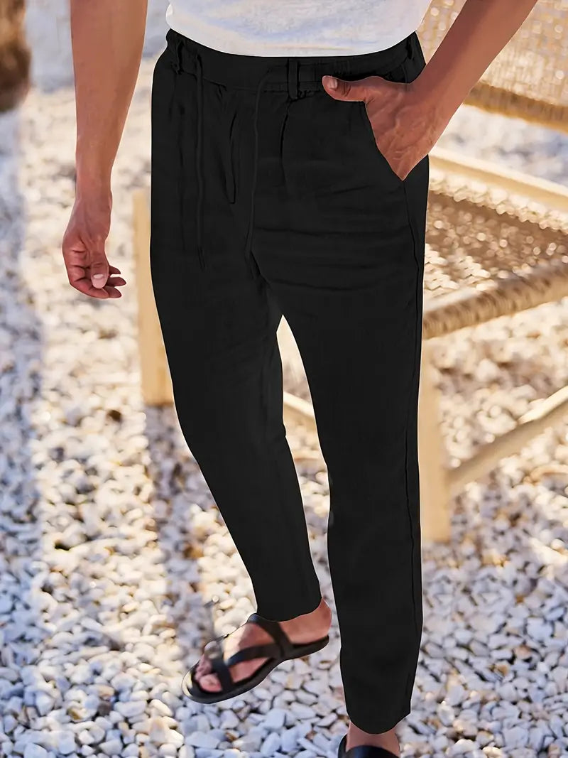 NICHOLS | WIDE LINEN TROUSERS WITH CORD