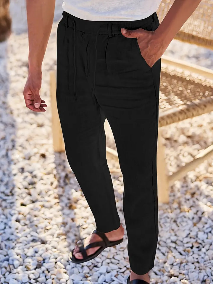 NICHOLS | WIDE LINEN TROUSERS WITH CORD