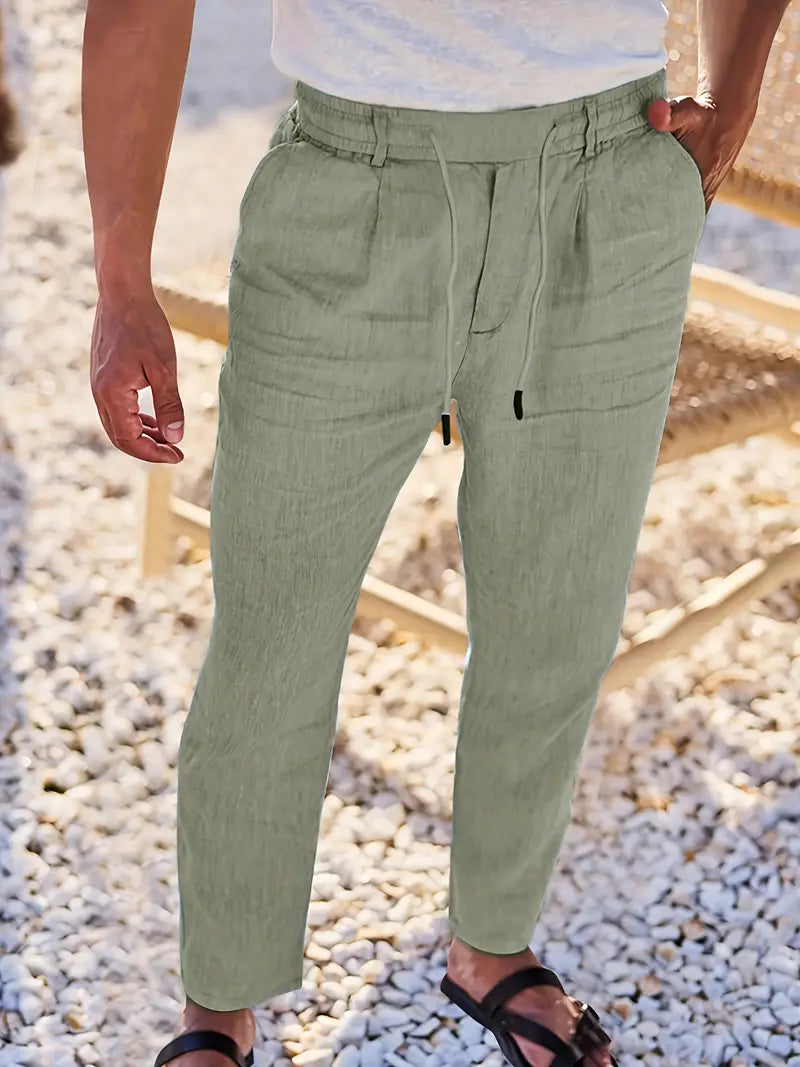 NICHOLS | WIDE LINEN TROUSERS WITH CORD