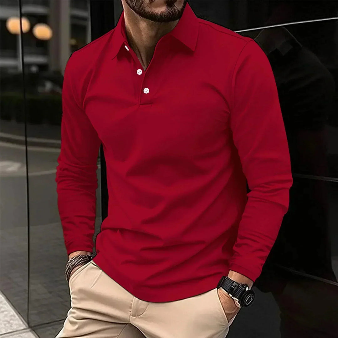 Contemporary Long-Sleeve Polo With Modern Fit