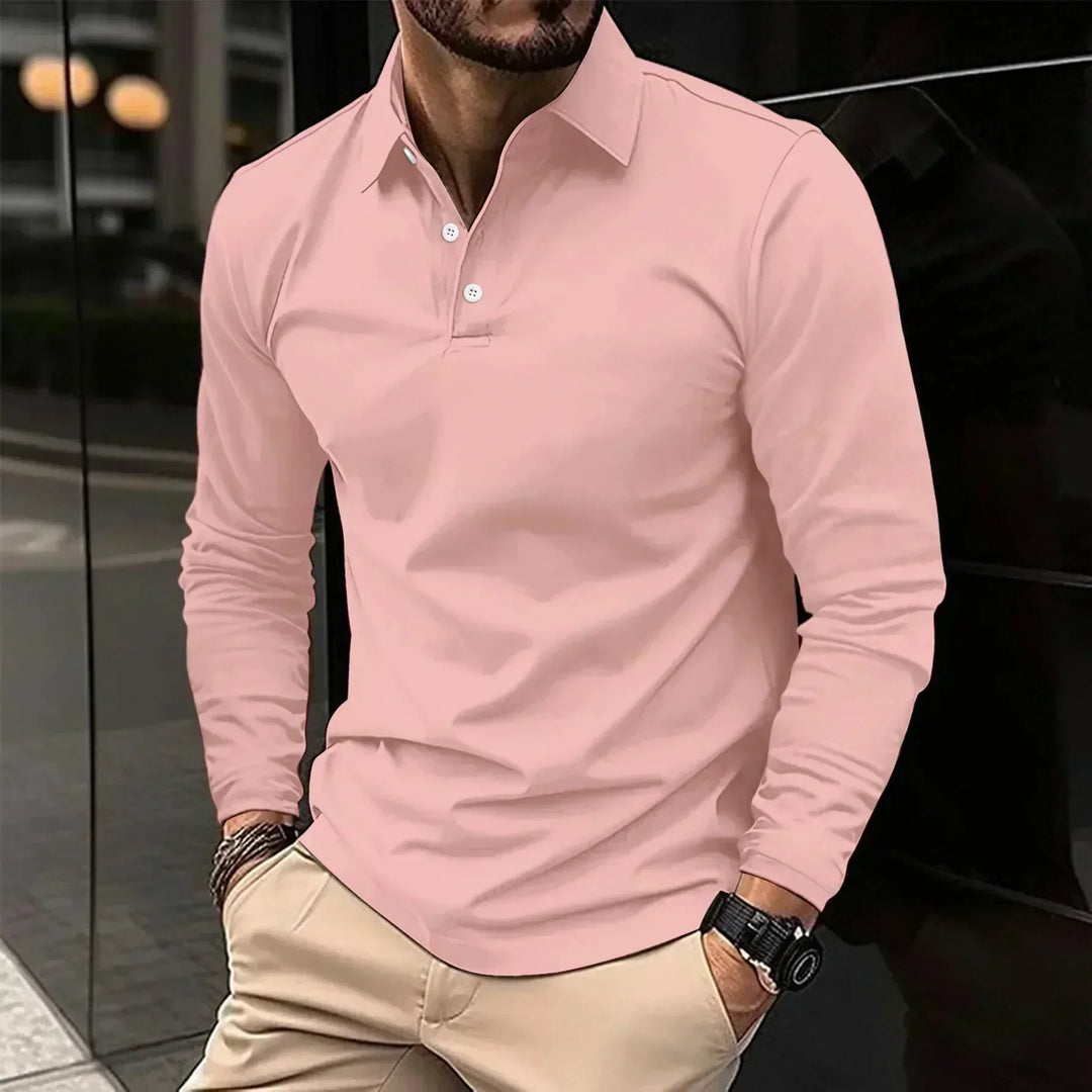 Contemporary Long-Sleeve Polo With Modern Fit