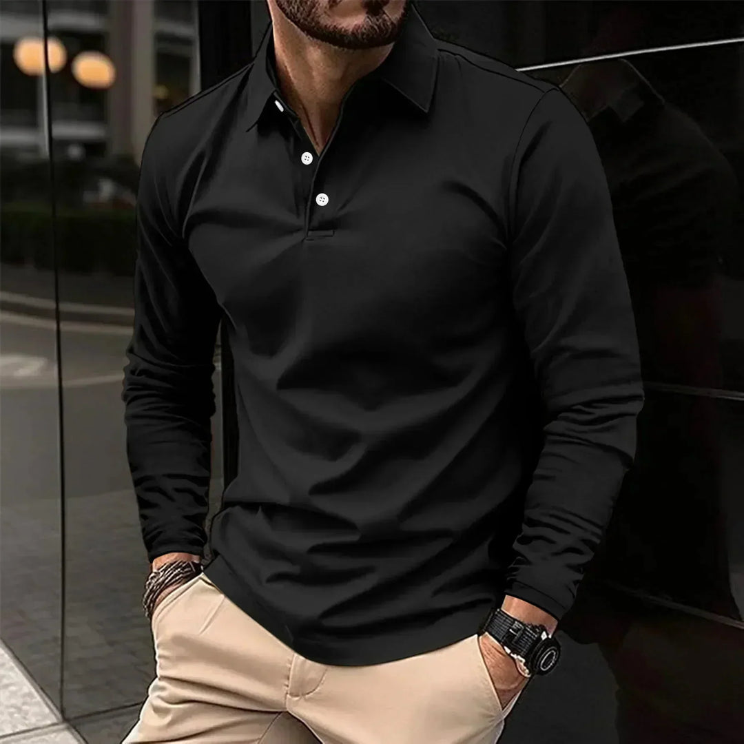 Contemporary Long-Sleeve Polo With Modern Fit