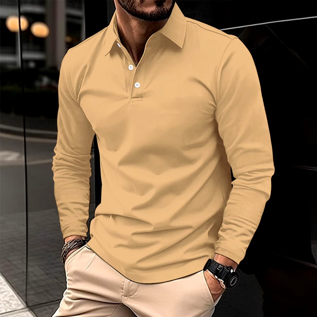 Contemporary Long-Sleeve Polo With Modern Fit